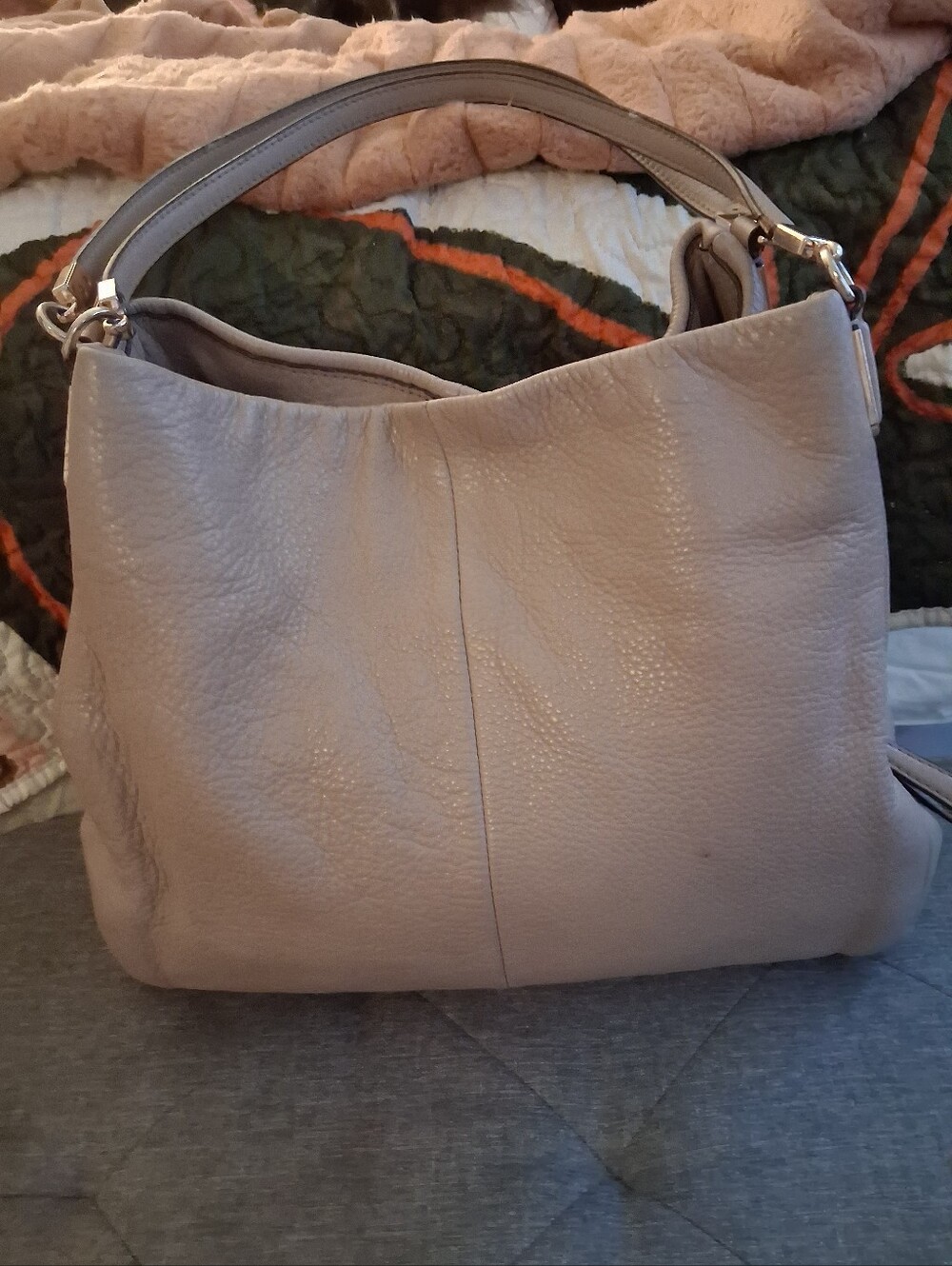 Coach Madison Phoebe Pebbled leather purse in Light Grey